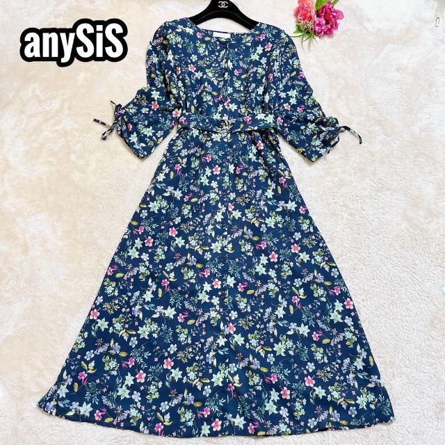 anySiS(エニィスィス)の【美品】any sis ロングワンピース フラワー ボタニカル ベルト S レディースのワンピース(ロングワンピース/マキシワンピース)の商品写真