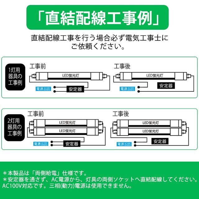 色: 1本】LED蛍光灯 10W形 直管 33cm グロー式工事不要 10形直の通販