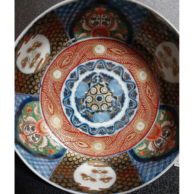 【名品❗️】江戸時代後期　古伊万里　錦手　羊歯唐草文様　金彩色絵　花の図　大鉢