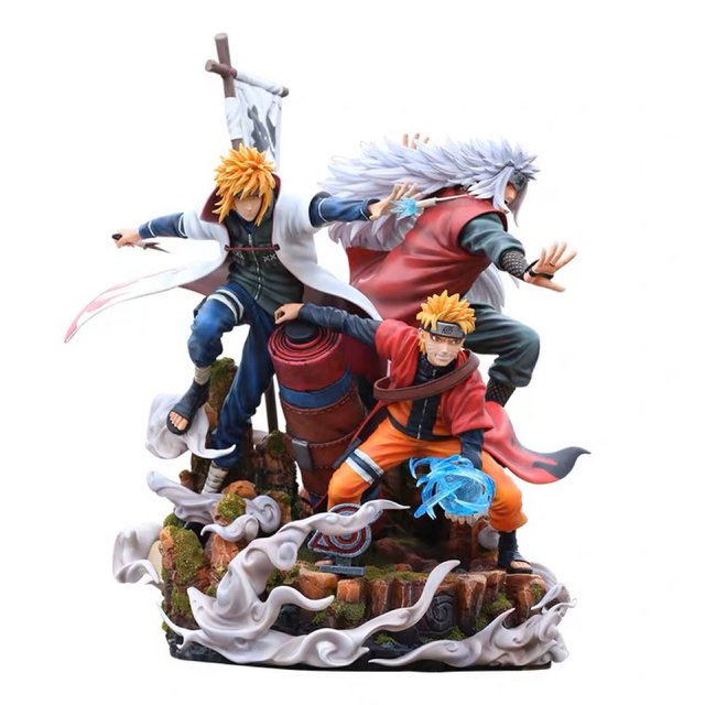 NARUTO ナルト ミナト 自来也 PVC製品 41cm フィギュア-