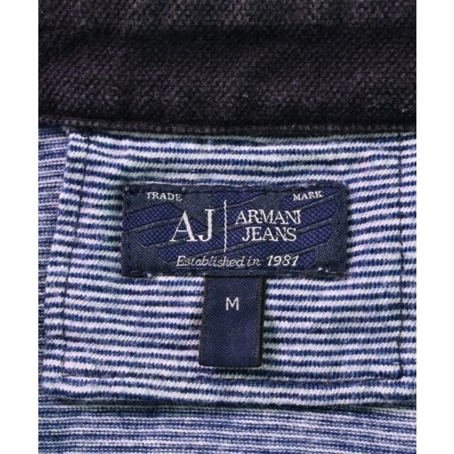 ARMANI JEANS(アルマーニジーンズ)のARMANI JEANS アルマーニジーンズ ポロシャツ M 紺x白(ボーダー) 【古着】【中古】 メンズのトップス(ポロシャツ)の商品写真