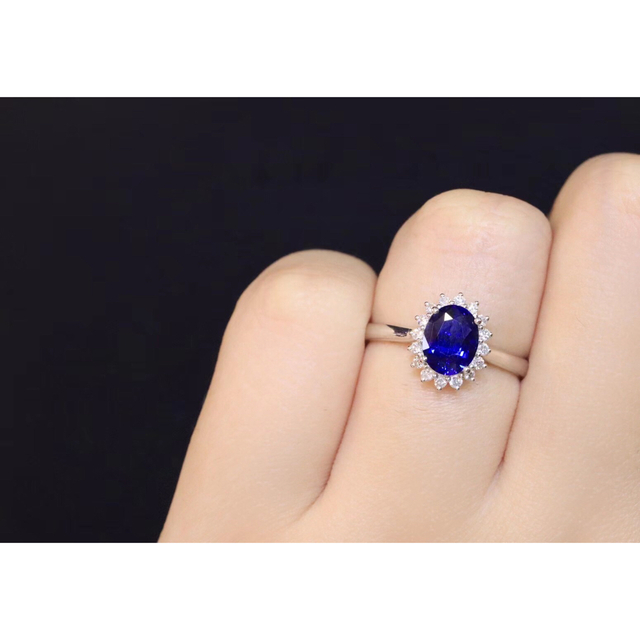 天然 ロイヤルブルーサファイア ダイヤ リング0.65ct k18 f