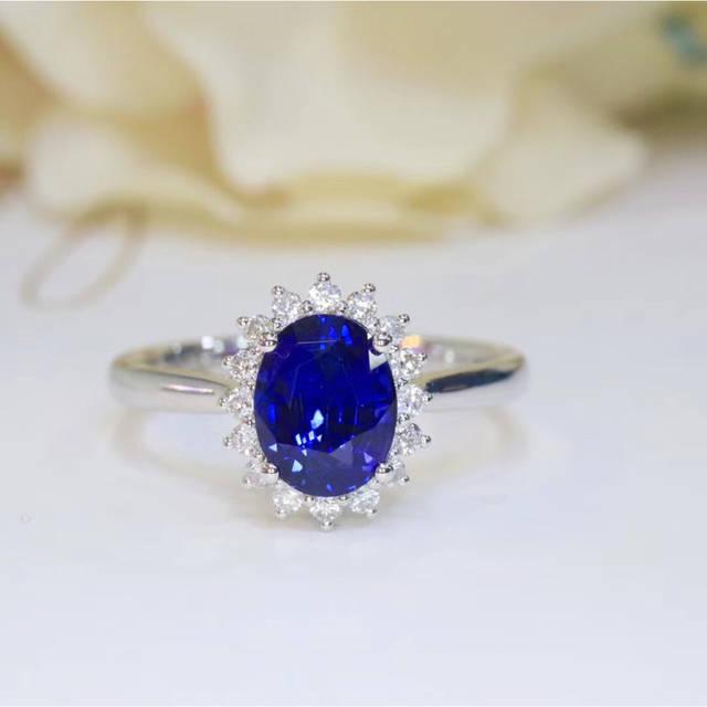 天然 ロイヤルブルーサファイア ダイヤ リング0.65ct k18 f