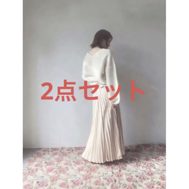 Pui lantern knit、Matt pleats skirt 2点セット