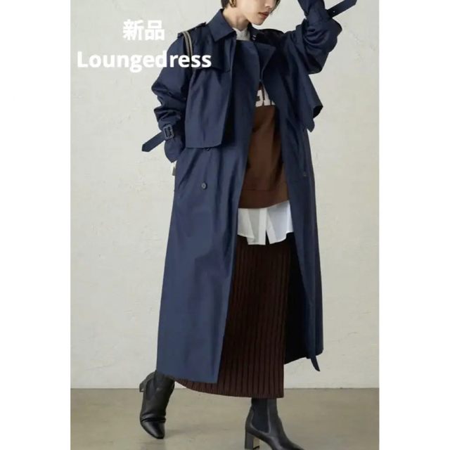 新品未使用 Loungedress ラウンジドレス トレンチコート ネイビー