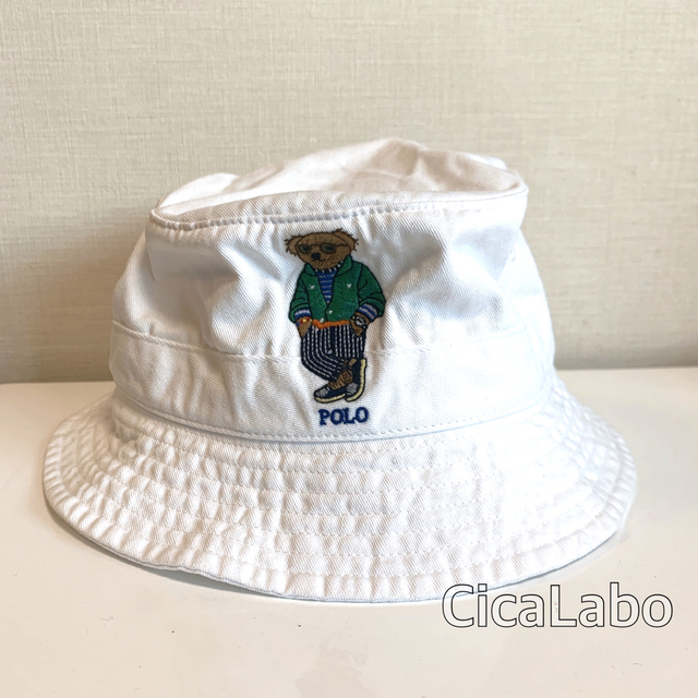 Ralph Lauren(ラルフローレン)の【新品】ラルフローレン ポロベア バケットハット ホワイト S/M レディースの帽子(ハット)の商品写真