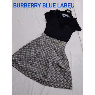 バーバリーブルーレーベル(BURBERRY BLUE LABEL)の極美品☆バーバリーブルーレーベル半袖カットソー＆ノバチェックスカート 38 M(カットソー(半袖/袖なし))