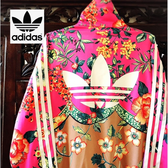 adidas - アディダス 大きめ ジャージ ジャケット ピンク 花柄
