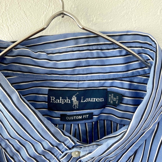 POLO RALPH LAUREN(ポロラルフローレン)の【ラルフローレン 2XLサイズ】刺繍ロゴ ブルーストライプ ボタンダウン シャツ メンズのトップス(シャツ)の商品写真