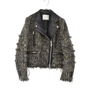 sacai サカイ ライダース ジャケット デニム ヒッコリー フリル-