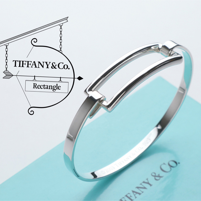 美品 TIFFANY ティファニー ヴィンテージ レクタングル 925 バングル