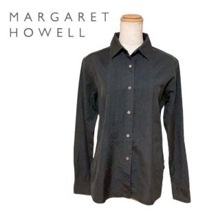 マーガレットハウエル(MARGARET HOWELL)のマーガレットハウエル　トップス　シャツ　長袖　黒　ブラック　2(シャツ/ブラウス(長袖/七分))