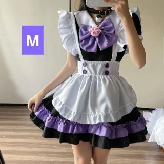 パープル　メイド服M　コスプレ　仮装 ロリータ　衣装 コスチューム ウェイトレス(衣装一式)