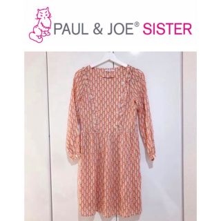 ポール&ジョーシスター(PAUL & JOE SISTER)の未使用に近い PAUL & JOR SISTER オレンジ グリーン 蝶々柄(ひざ丈ワンピース)