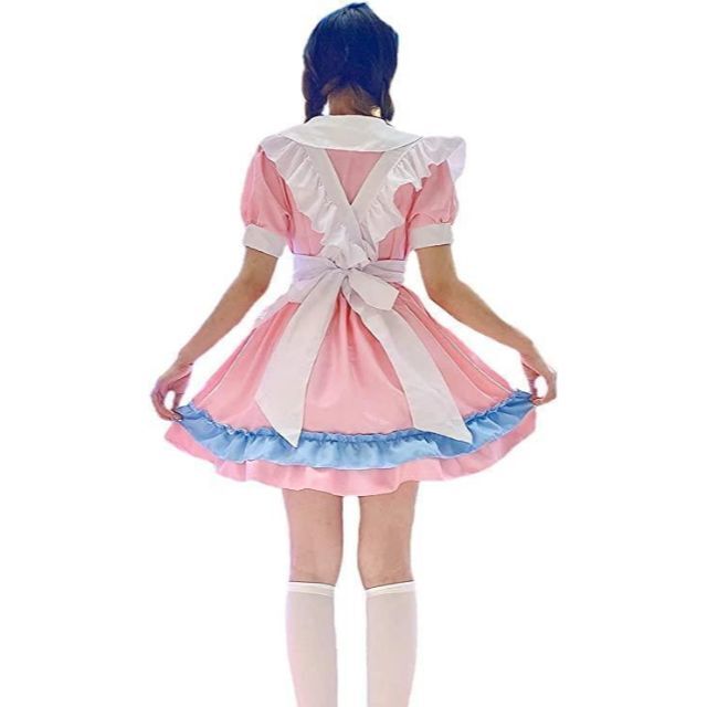 かわいい♡ピンク水色　メイド服L 大きいサイズ 半袖　人気　おすすめ　レディース エンタメ/ホビーのコスプレ(衣装一式)の商品写真