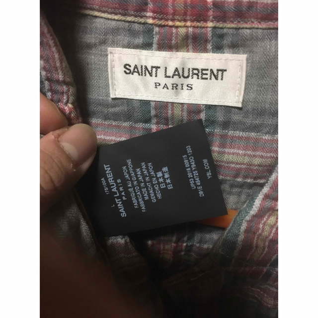 サンローランパリ 皺加工 チェックシャツ SAINT LAURENT  美品 L 2