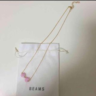 ビームス(BEAMS)のBEAMS リボン ネックレス ピンク(ネックレス)