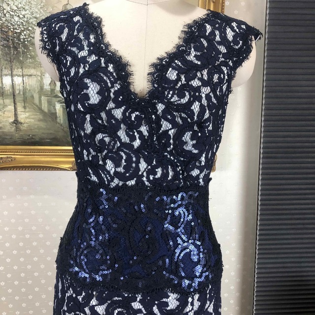 新品☆ TADASHI SHOJI 紺色スパンコールサイズ6 (T29)-