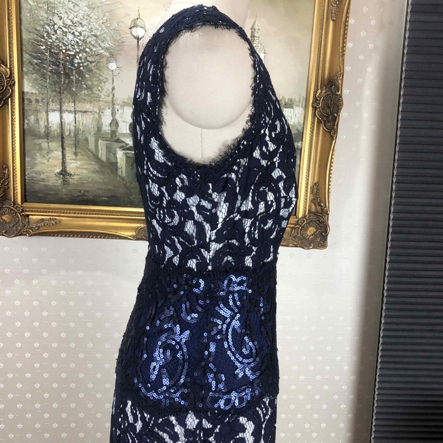 組み合わせ自由自在 新品☆ TADASHI SHOJI 紺色スパンコールサイズ6