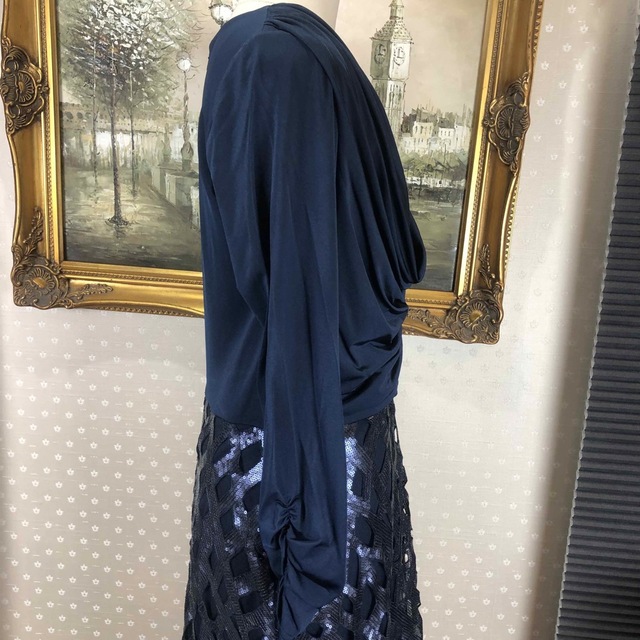 新品タグ付け☆ TADASHI SHOJI 紺色 サイズ6 (T30) - ロングドレス