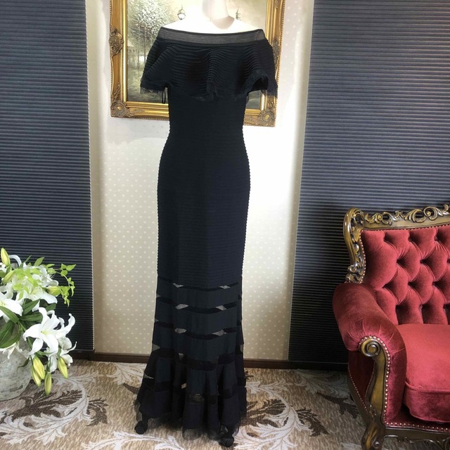 ロングドレス新品☆ TADASHI SHOJI  ブラック　サイズM (T27)