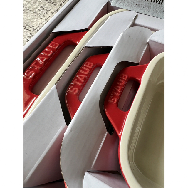 ストウブ レクタンギュラーディッシュ 3Pセット チェリー 1