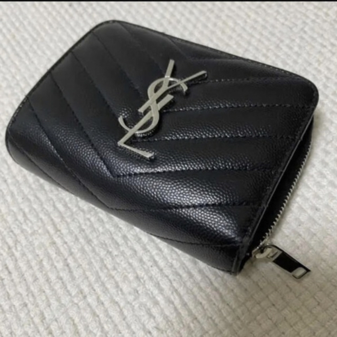 大注目 三つ折り財布 黒 Saint コンパクト Saint Laurent サンローラン