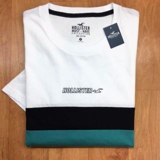 ホリスター(Hollister)の新品【メンズS】★ホリスター★色切替ロゴ入り半袖Ｔシャツ/白紺緑(Tシャツ/カットソー(半袖/袖なし))