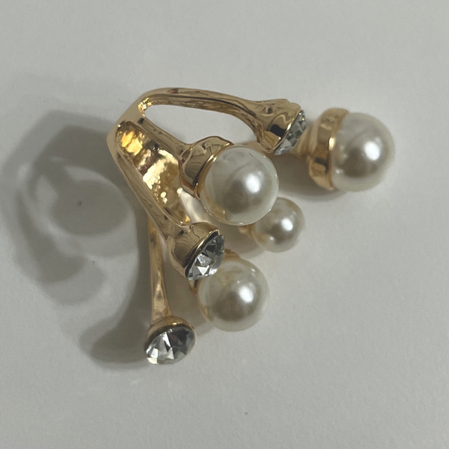 パール リング 指輪 ゴールド 真珠 ラインストーン アクセサリー 結婚式 レディースのアクセサリー(リング(指輪))の商品写真