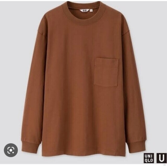 UNIQLO(ユニクロ)の■ユニクロ Ｕ■クルーネックＴ　長袖■ＸＬ■ブラウン メンズのトップス(Tシャツ/カットソー(七分/長袖))の商品写真