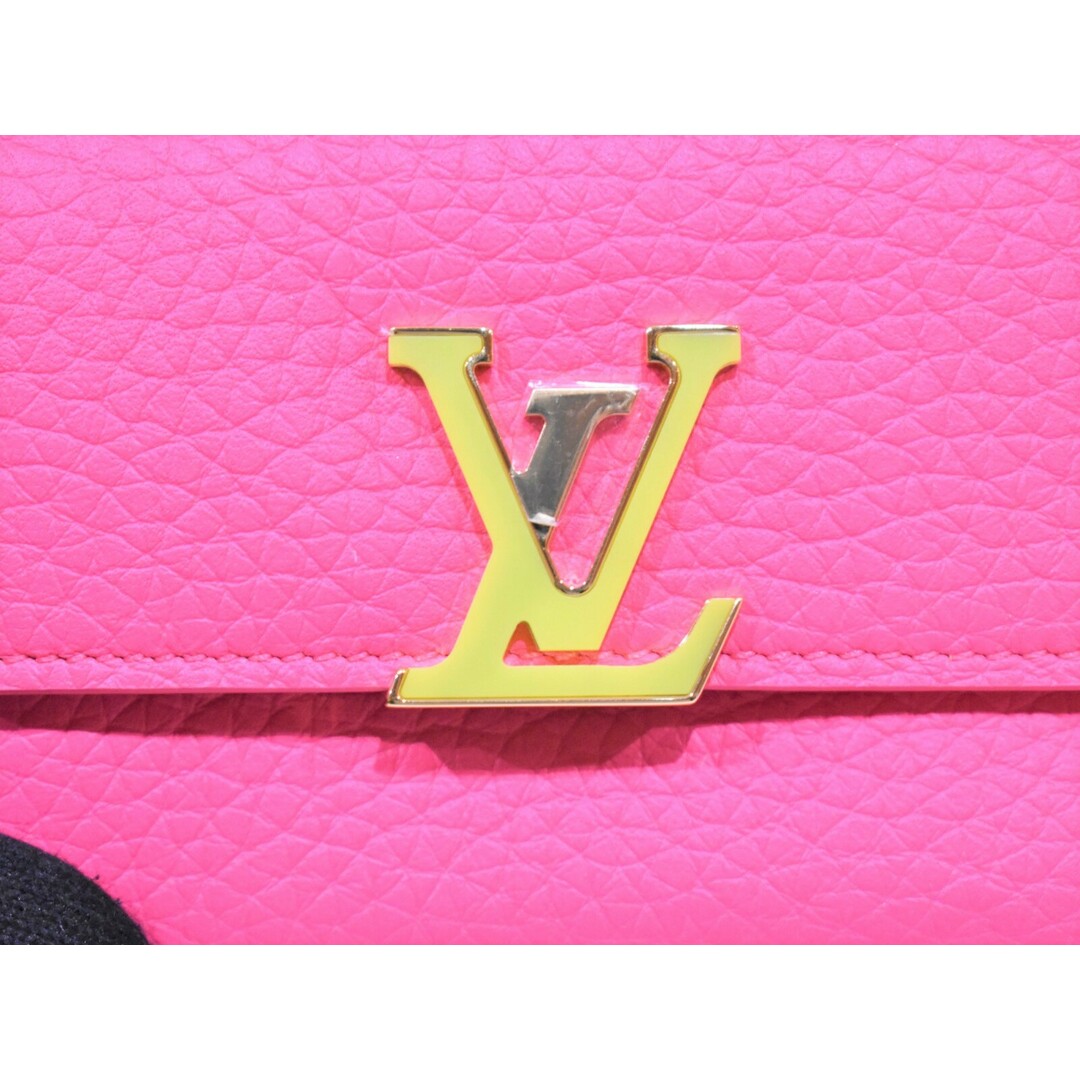 【人気★】 LOUIS VUITTON
ポルトフォイユ・カプシーヌXS M81203  ピンク系×黄緑系 レザー 財布　三つ折り財布　おしゃれ　人気　レザー　 松山久万ノ台店