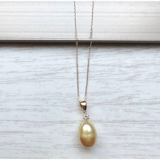 南洋白蝶ケシ ナチュラルゴールド+ダイヤモンド チェーンネックレス