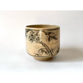 骨董 アンティーク 松竹梅 筒茶碗 鉄絵 京焼 志賀焼 仁清 箱付き