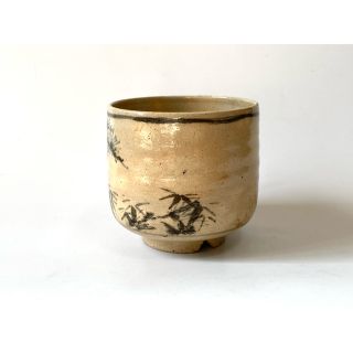 骨董 アンティーク 松竹梅 筒茶碗 鉄絵 京焼 志賀焼 仁清 箱付き