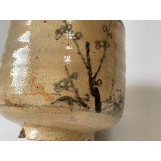 骨董 アンティーク 松竹梅 筒茶碗 鉄絵 京焼 志賀焼 仁清 箱付き