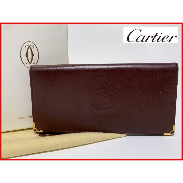Cartier カルティ 二つ折り 財布 箱付 ボルドー D5ファッション小物