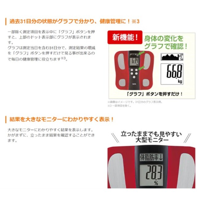 TANITA(タニタ)の新品未開封品 タニタ体組成計 TANITA 体重計 BC-J03 レッド スマホ/家電/カメラの生活家電(体重計)の商品写真