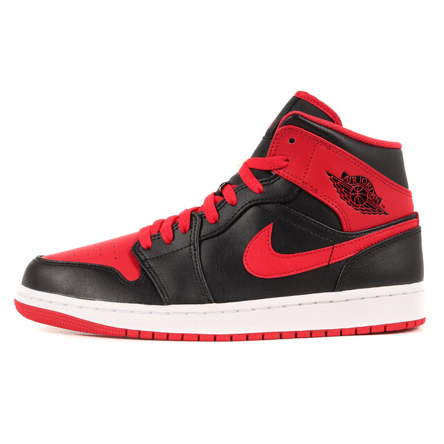 NIKE ナイキ AIR JORDAN 1 MID BRED TOE (DQ8426-060) 2022年 エアジョーダン 1 ミッド ブレッド トゥ  ブラック ファイアレッド 黒赤 サイズ：US9 27.0cm スニーカー バッシュ【メンズ】