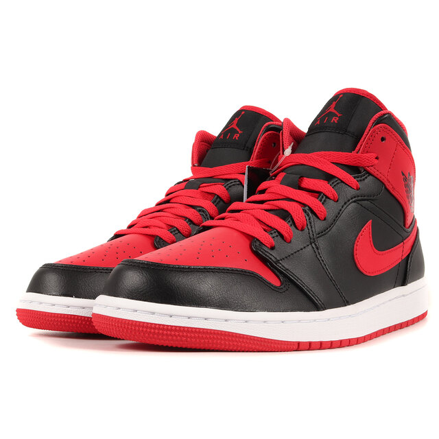 NIKE ナイキ AIR JORDAN 1 MID BRED TOE (DQ8426-060) 2022年 エアジョーダン 1 ミッド ブレッド トゥ  ブラック ファイアレッド 黒赤 サイズ：US9 27.0cm スニーカー バッシュ【メンズ】