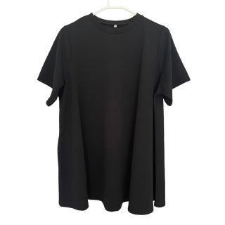 コカ(coca)のCoca コカ　トップス　半袖　チュニック　ブラック　黒　エンボス加工　ロング丈(Tシャツ(半袖/袖なし))