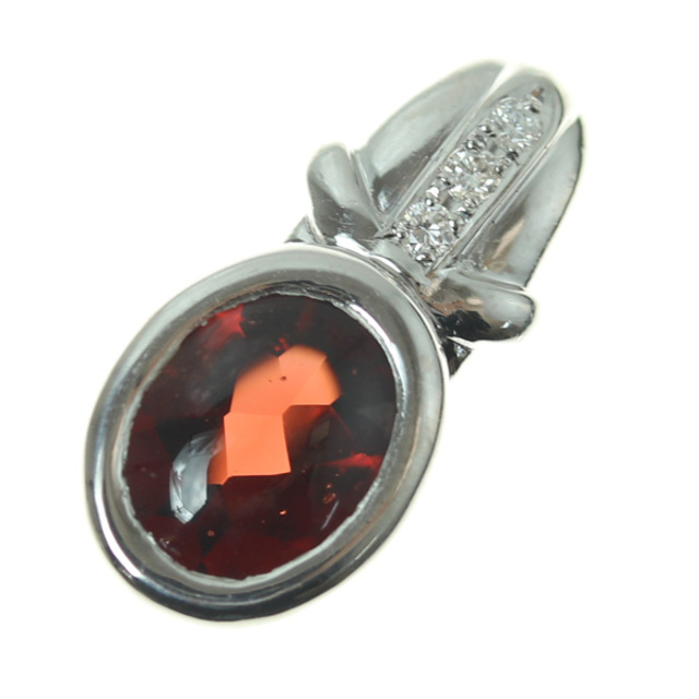 Pt900プラチナ ペンダントトップ ガーネット2.00ct ダイヤモンド0.04ct