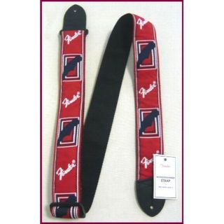 ☆Fender Strap 布ストラップモノグラムフェンダー赤・白ロゴ柄 新品 (ストラップ)