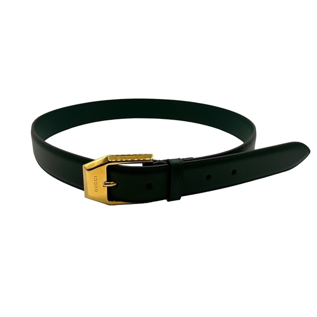 Gucci - グッチ GUCCI スクエアバックル レザーベルト #80/32 グリ