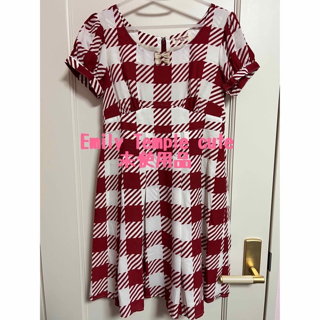未使用品☆Emily Temple cute ブロックチェックワンピース(赤) - ひざ