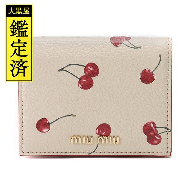 miumiu 二つ折り財布 チェリー さくらんぼ柄