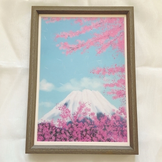 富士山　ポスター　A4サイズ　サクラ　かわいい　キレイ　桜　春　おしゃれ(置物)