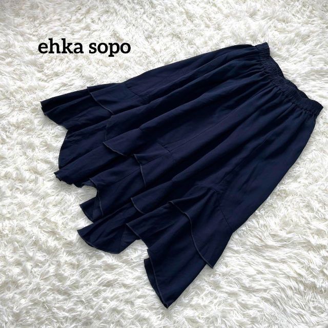 ehka sopo(エヘカソポ)のehkasopo エヘカソポ　スカート　紺　ネイビー レディースのスカート(ひざ丈スカート)の商品写真