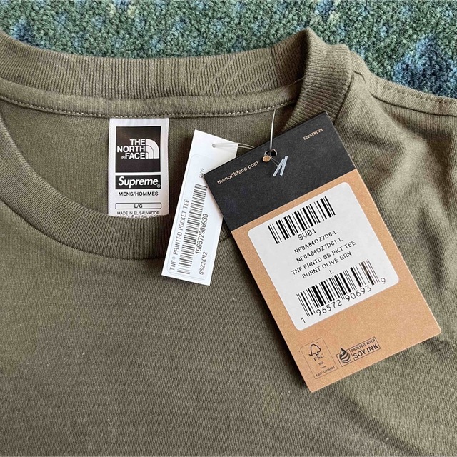 Supreme × TNF Printed Pocket Tee Olive L 【限定価格セール!】 www
