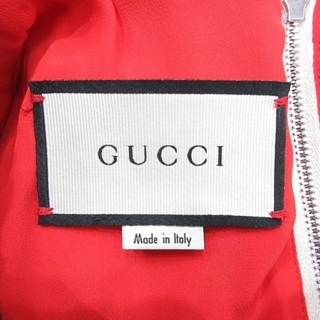Gucci(グッチ)のグッチ GUCCI ワンピース ひざ丈 ツイード 半袖 レッド ネイビー 40 レディースのワンピース(ひざ丈ワンピース)の商品写真