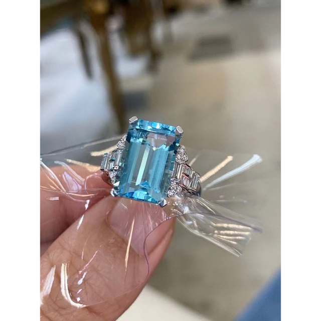 ⭐天然アクアマリン ダイヤ リング k18 6.01ct 天然アクアマリン ダイヤ リング4.66ct k18 ¥